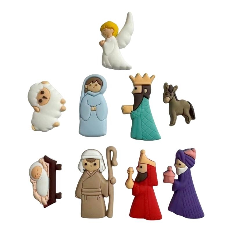 Christmas Craft Embellishment - G6KF 9PCS/SET -Krippe Szene Patches PVC