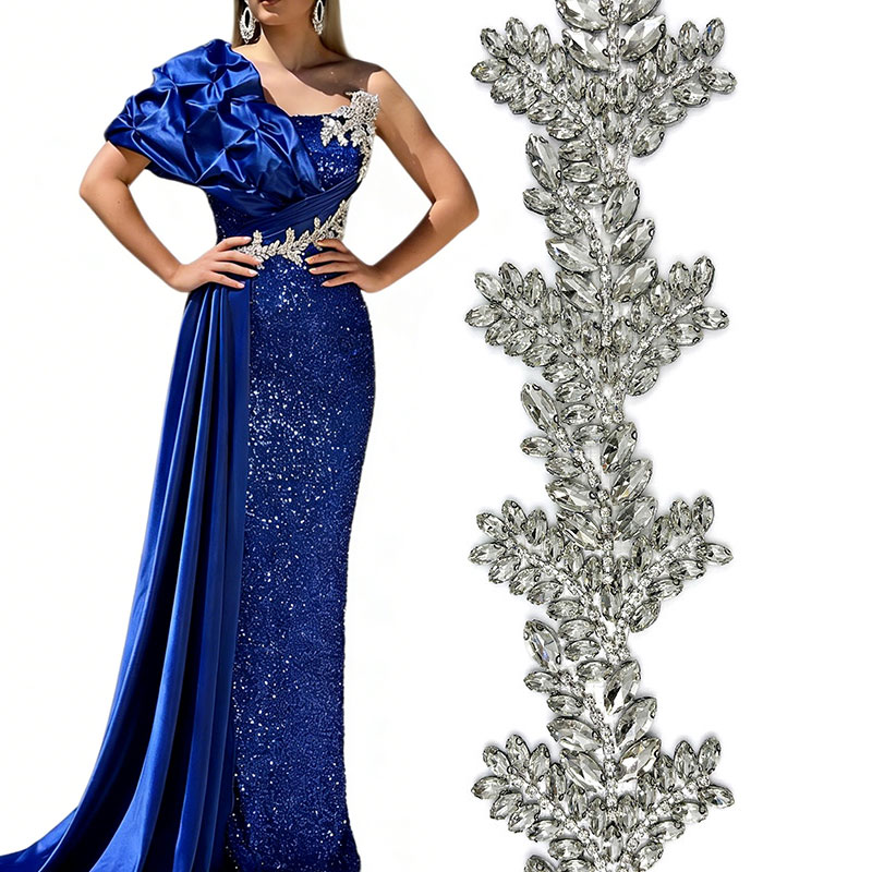 Hotfix Rhinestone Sheet - Hotfix-Strass-Blumenapplikationen, geeignet für Hochzeitskleider, Abendkleider und