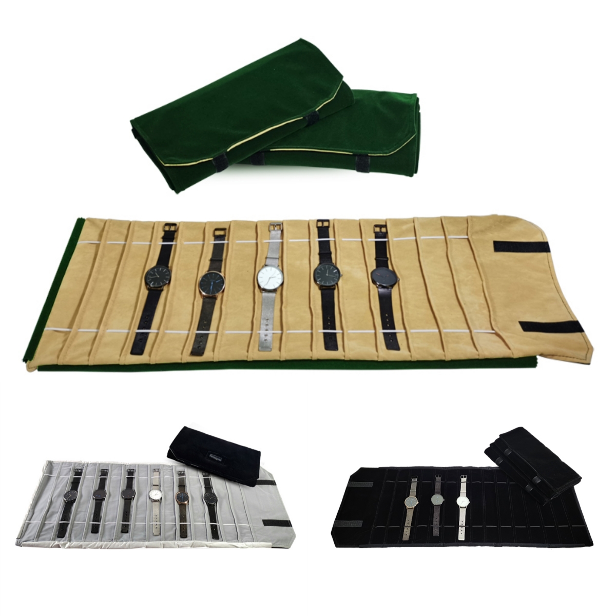 Velvet Ribbon Roll - Samt Uhr Roll Tasche Schmuck Halter
