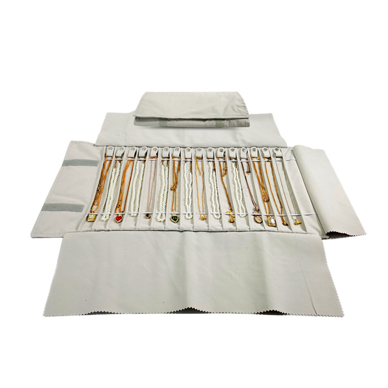 Velvet Ribbon Roll - Neue Halsketten-Aufbewahrungsrolle, grauer PP-Samt, Schmuck-Organizer, Tasche