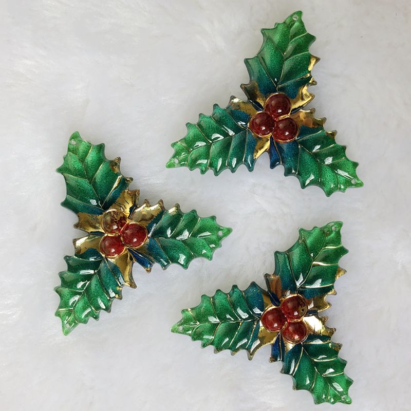 Embellishment Glue Craft - 8PCS 40x41mm Harz Weihnachten Blätter Stil