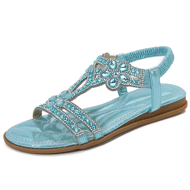 Sew On Rhinestone - Große Größe, durchbrochene Sandalen im Bohemian-Stil,