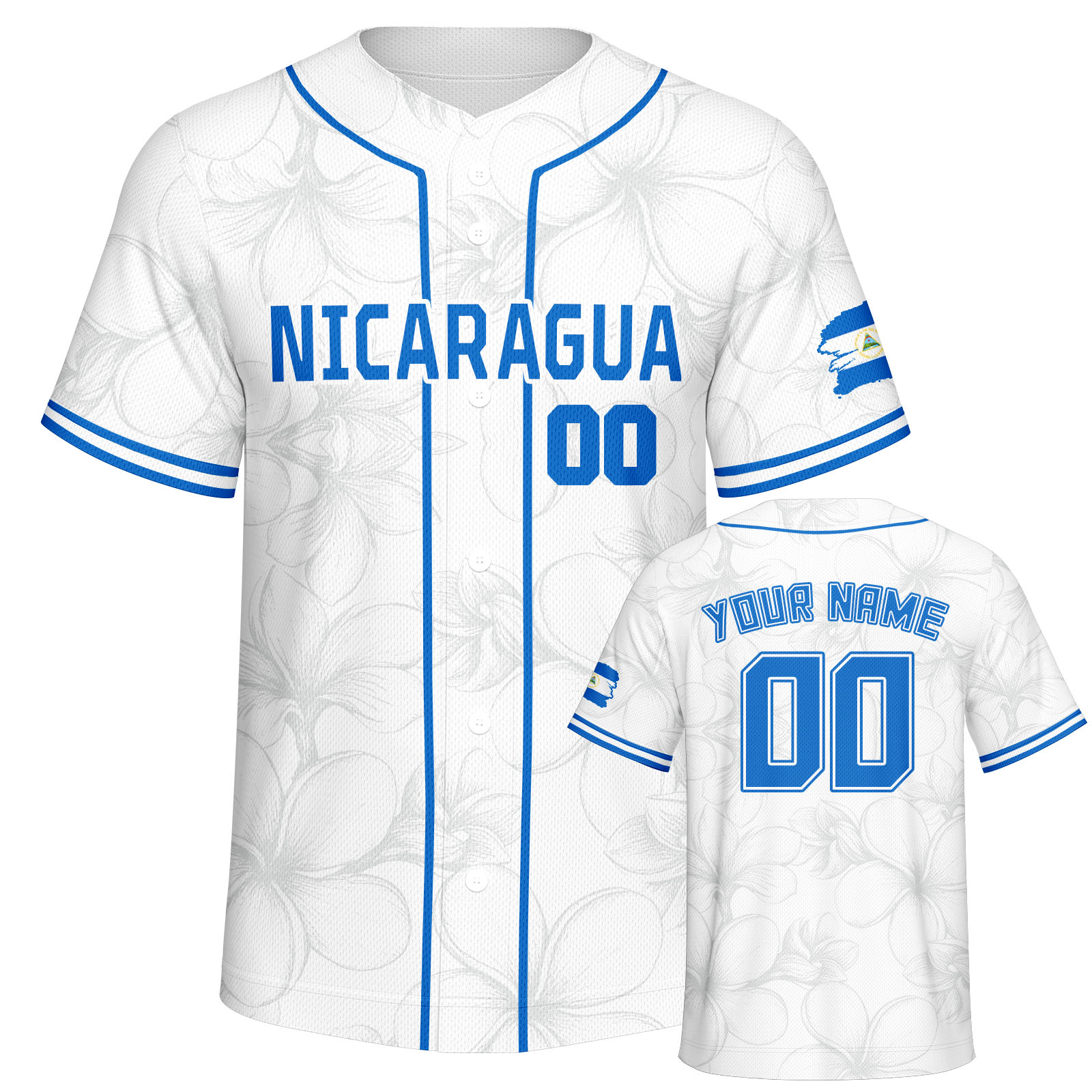 Embellish Knit - Personalisiertes Nicaragua Baseball-Trikot mit individuellem Namen