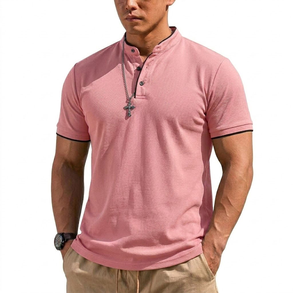 Sommer Kurzarm Henley-Shirt He – Embellish Knit Bewertung und Preis